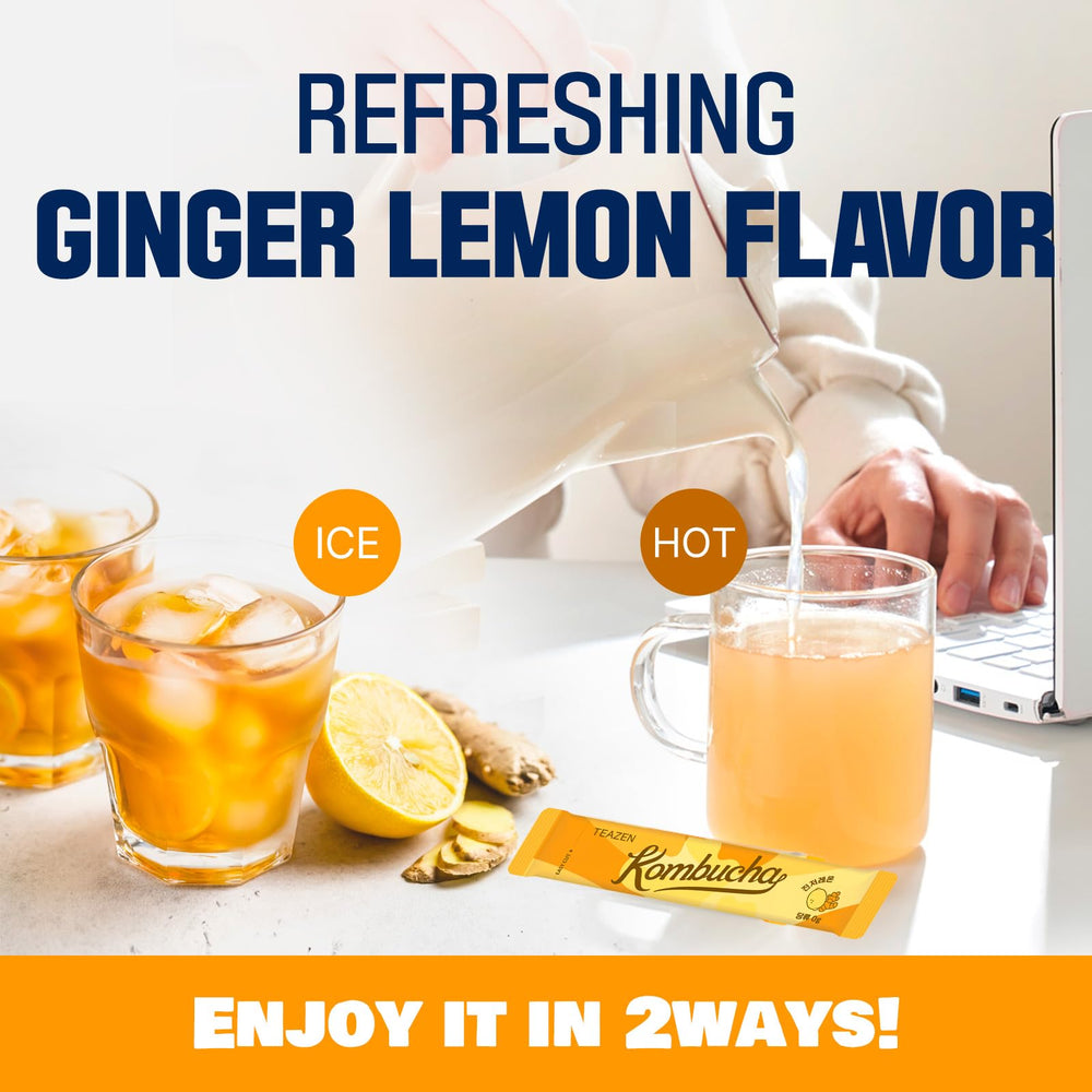 TEAZEN Lemon Ginger hot tea delivering warming aroma and soothing warmth.