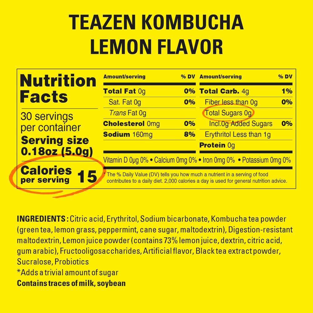 TEAZEN on-the-go packets beside a glass, ideal for workouts and office use.