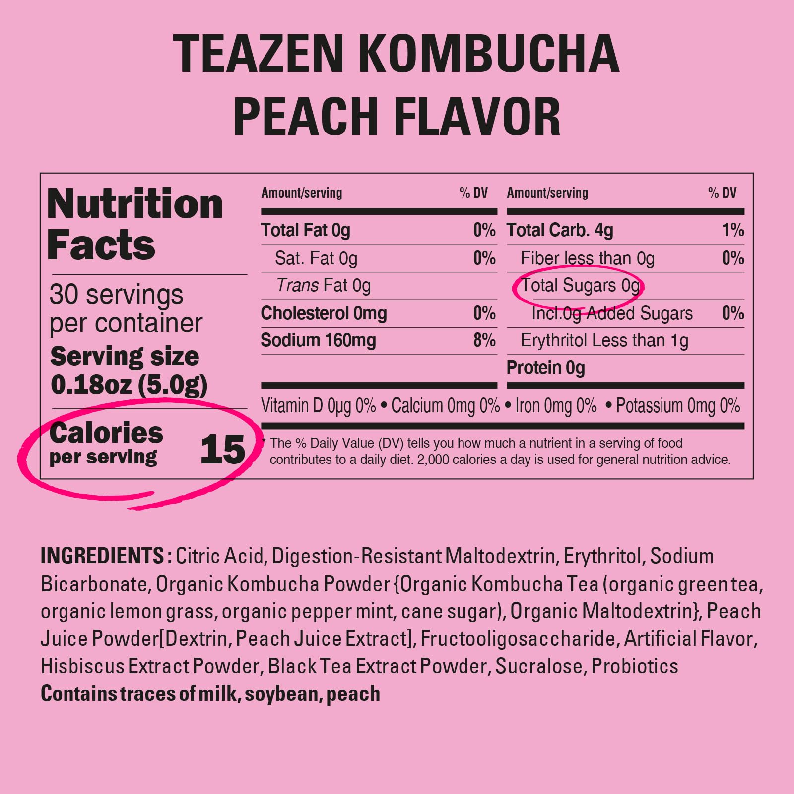 TEAZEN Peach Kombucha dissolving in cold water for a refreshing on-the-go drink.