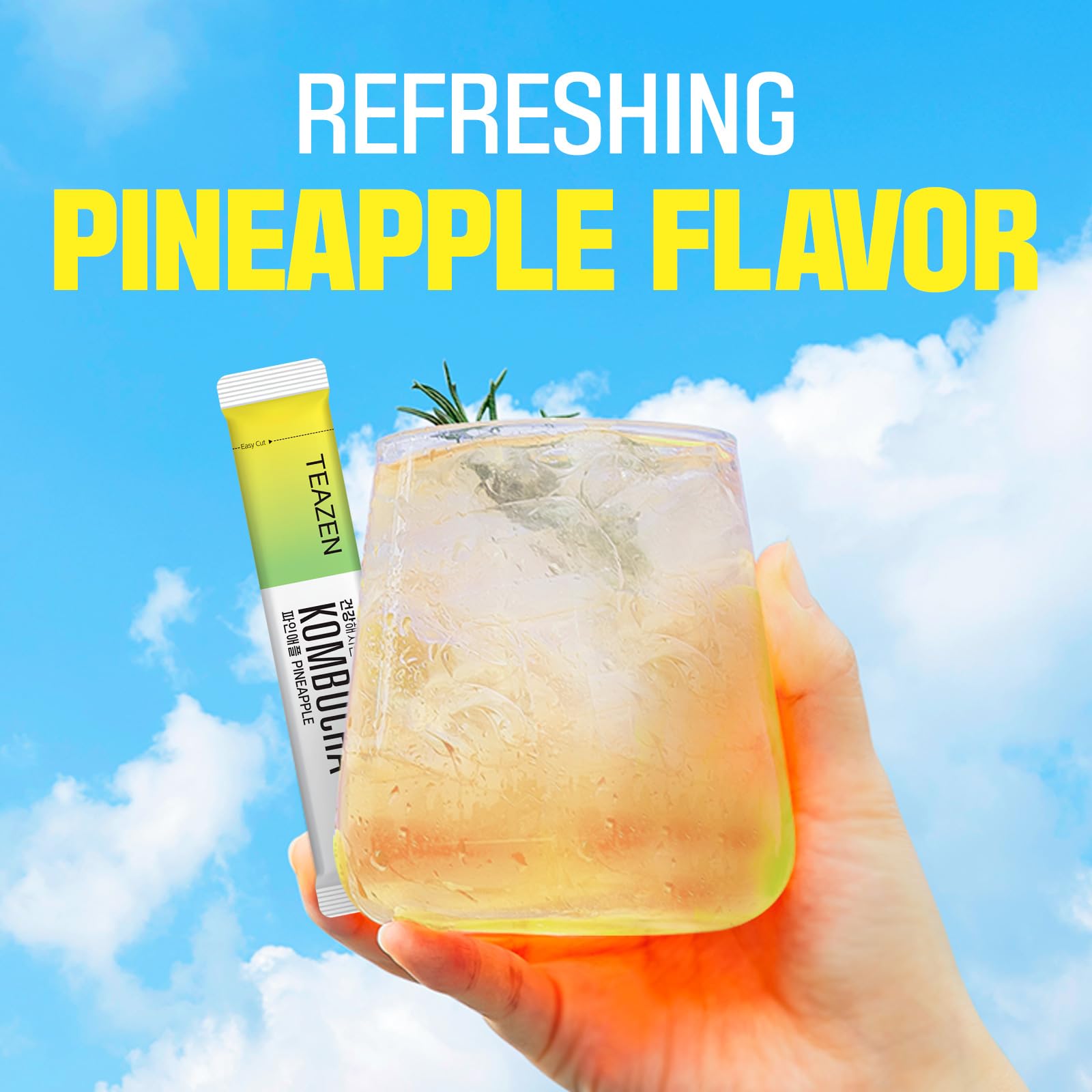 TEAZEN Pineapple powder dissolving in seconds in cold water