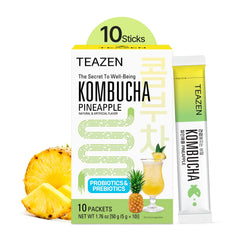 TEAZEN Pineapple Kombucha powder sachet ready to mix for probiotic hydration