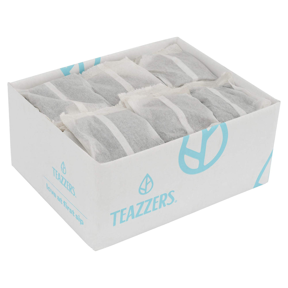 Teazzers green tea bags pack close-up, premium quality for cafés.