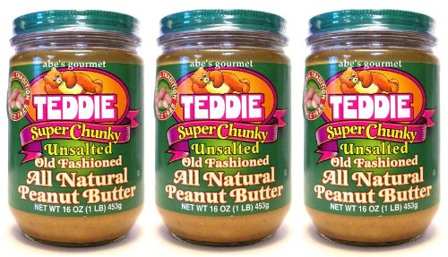 Teddie all natural peanut butter three-pack jars ideal for toast spreads and snacks.