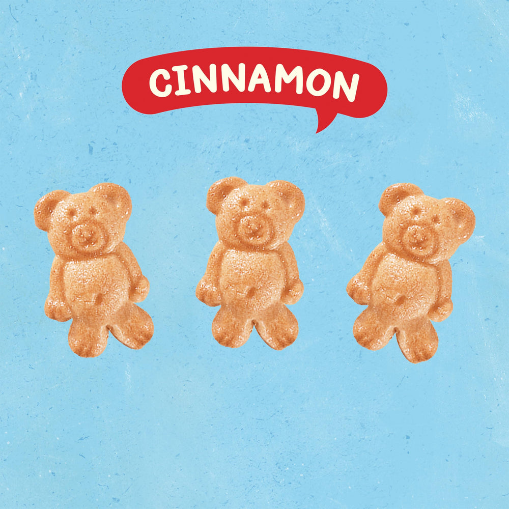 Teddy Grahams Cinnamon snacks with calcium and whole grains for kids.