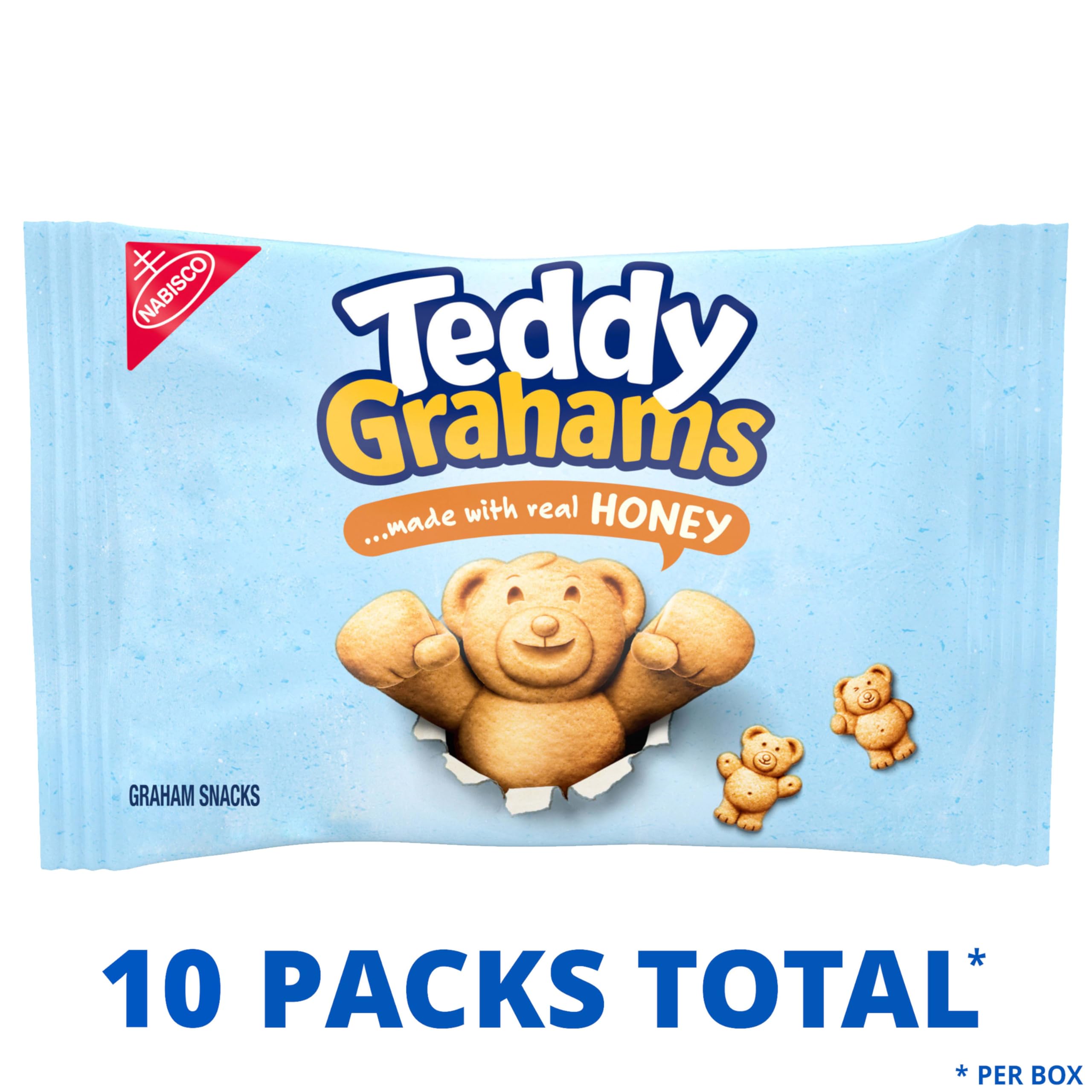 TEDDY GRAHAMS whole grain claim highlighted with 8 g per serving.