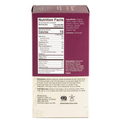 Teeccino Almond Amaretto hot tea in a cup delivers natural energy without caffeine.