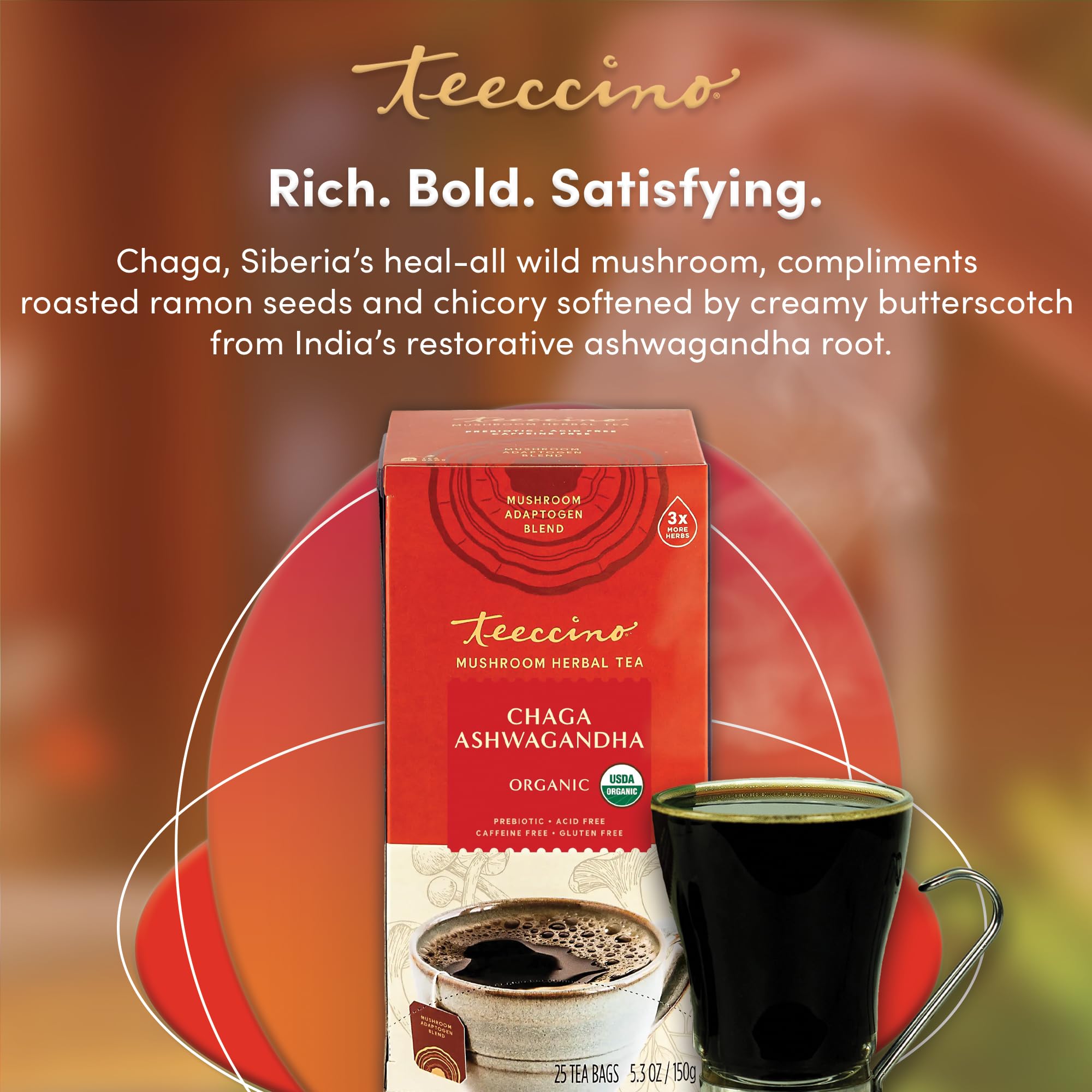 Teeccino butterscotch cream tea scoop adds creamy aroma.