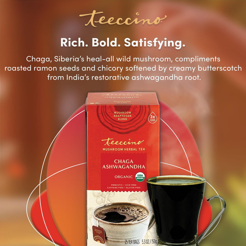 Teeccino butterscotch cream tea scoop adds creamy aroma.