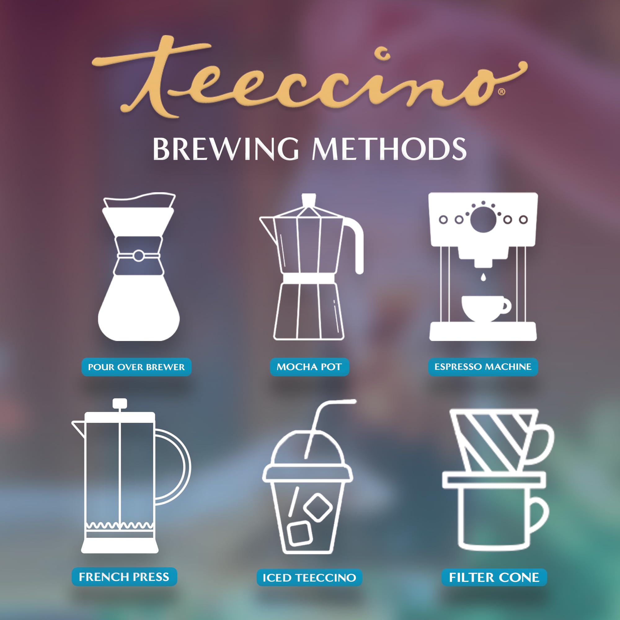 Teeccino Dandelion Dark Roast latte with foam highlights a dairy-friendly, non-coffee alternative.