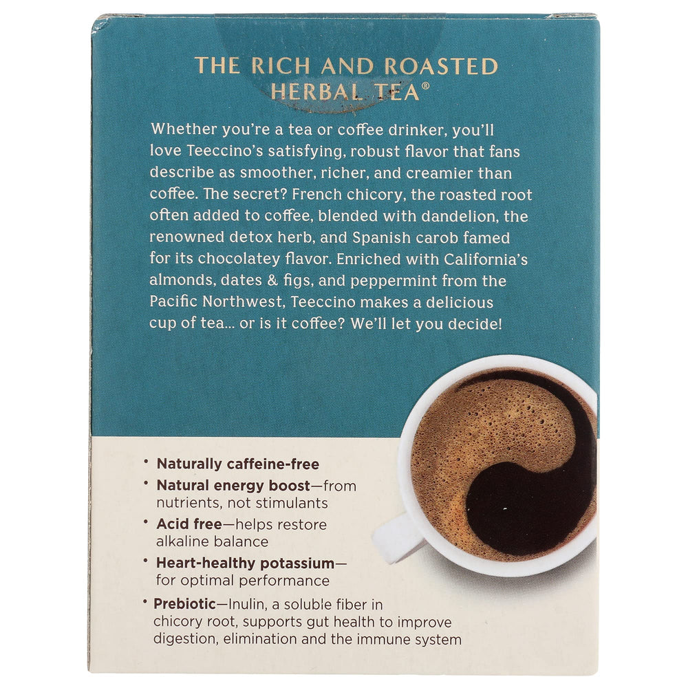 Dates and figs hint in Teeccino Dandelion Mocha Mint Tea blend