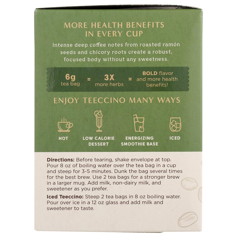Teeccino French Roast ramon seeds close-up highlights depth of natural flavor.