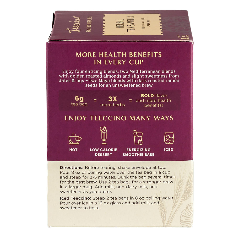 Teeccino French Roast tea bag ready for a rich, roasted herbal cup