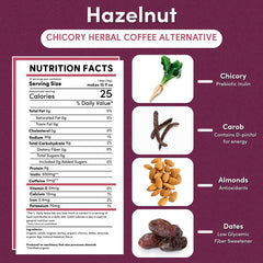 Teeccino Hazelnut Chicory brewed cup with smooth, nutty aroma.