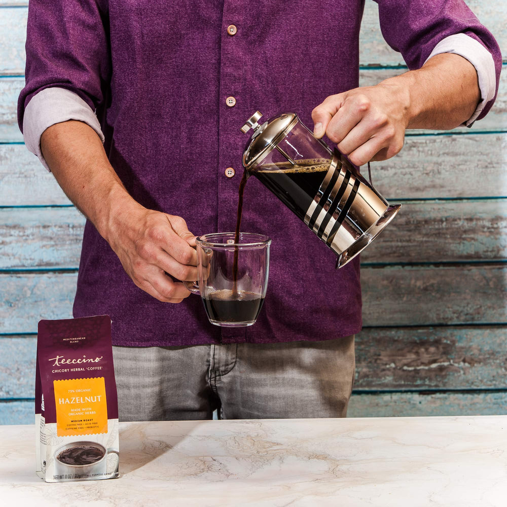 Teeccino Hazelnut Chicory coffee alternative organic label conveys quality and sustainability