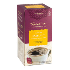 Teeccino Hazelnut Herbal Tea bags ready for brewing with caffeine-free appeal