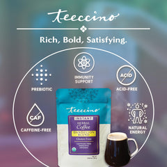 Close-up of chicory and dandelion ingredients in Teeccino blend.