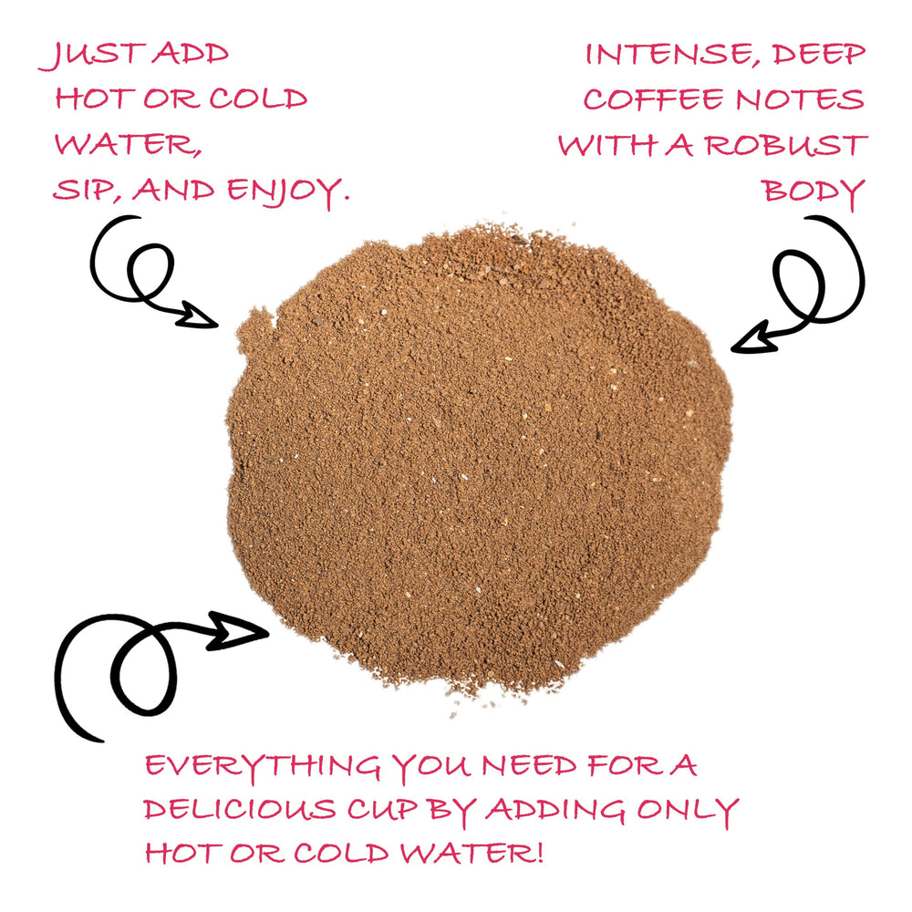 Teeccino Instant French Roast cup ready for hot serving.