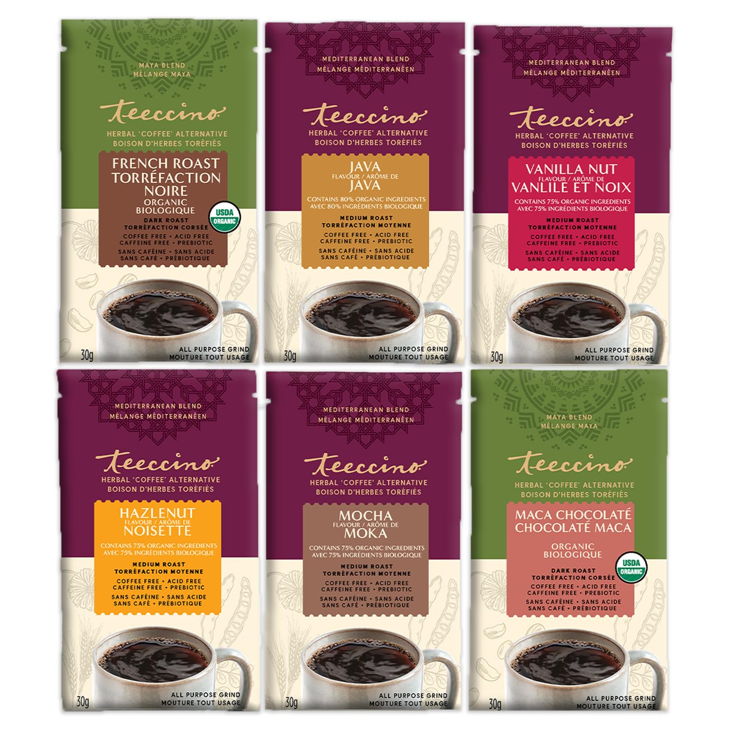 Teeccino Java-inspired blend, bold taste without caffeine.