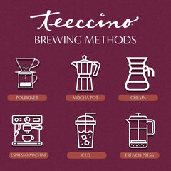 Teeccino Maple Pecan brewed in a coffee maker for hot or iced drinks.