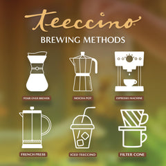 Teeccino cup with chicory-derived inulin provides natural prebiotic support.