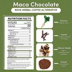 Teeccino ramon cacao flavor image highlights roasted notes and chocolatey finish.