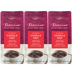 Teeccino Vanilla Nut Chicory Ground Coffee Pack 3 for caffeine-free daily use