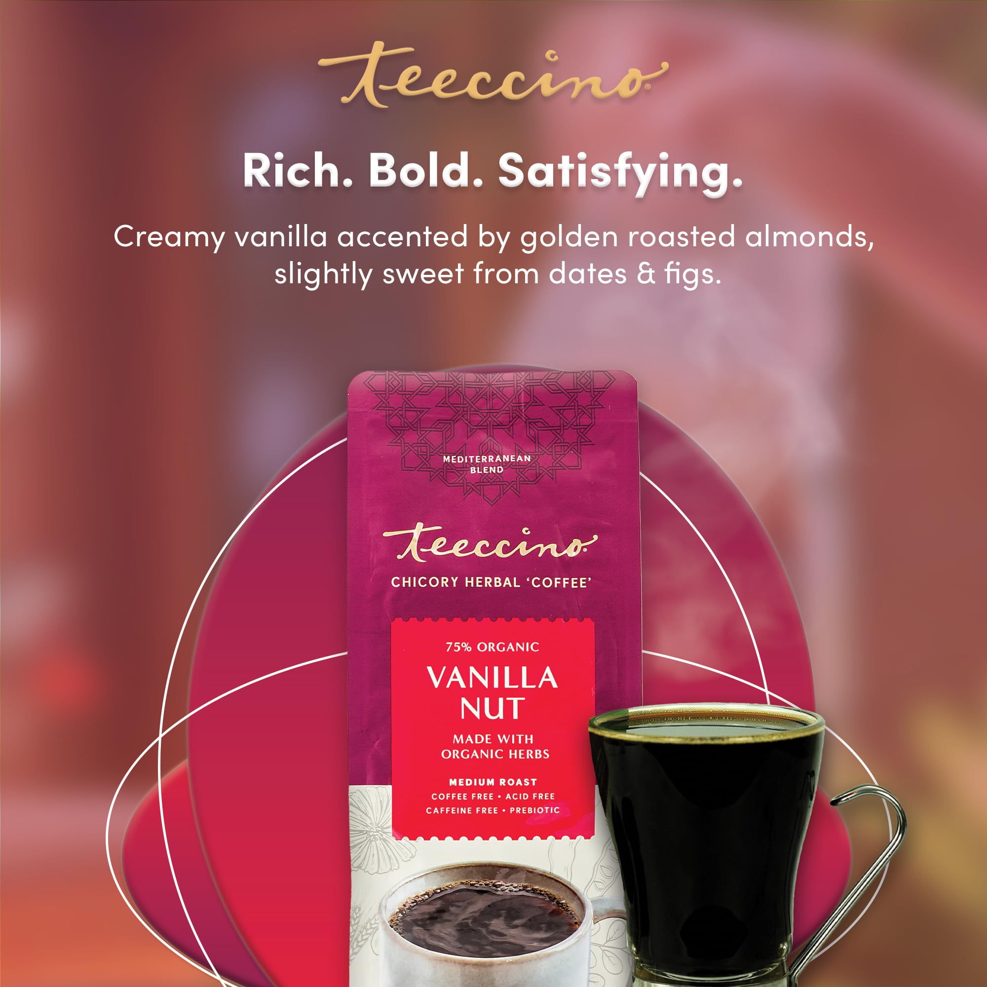 Teeccino Vanilla Nut Chicory Pour-over setup invites smooth, balanced flavor