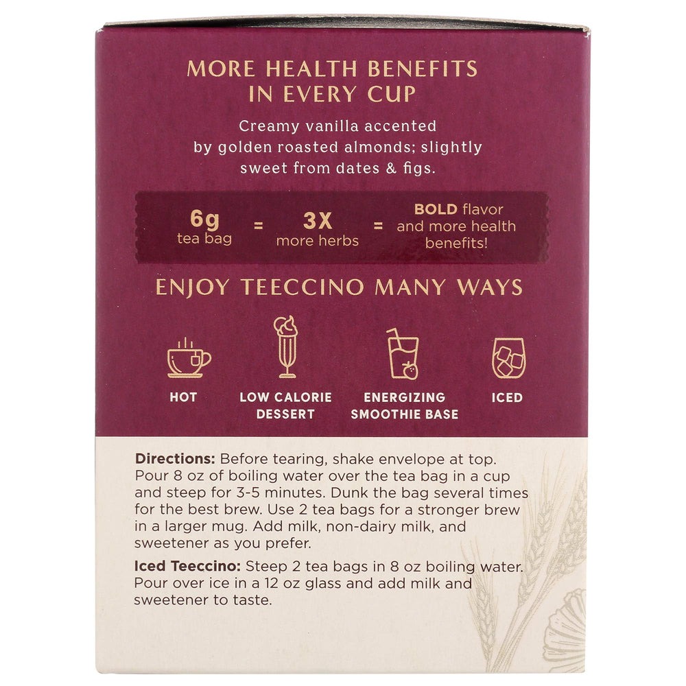 Teeccino Vanilla Nut creamy-latte with dairy-free milk option
