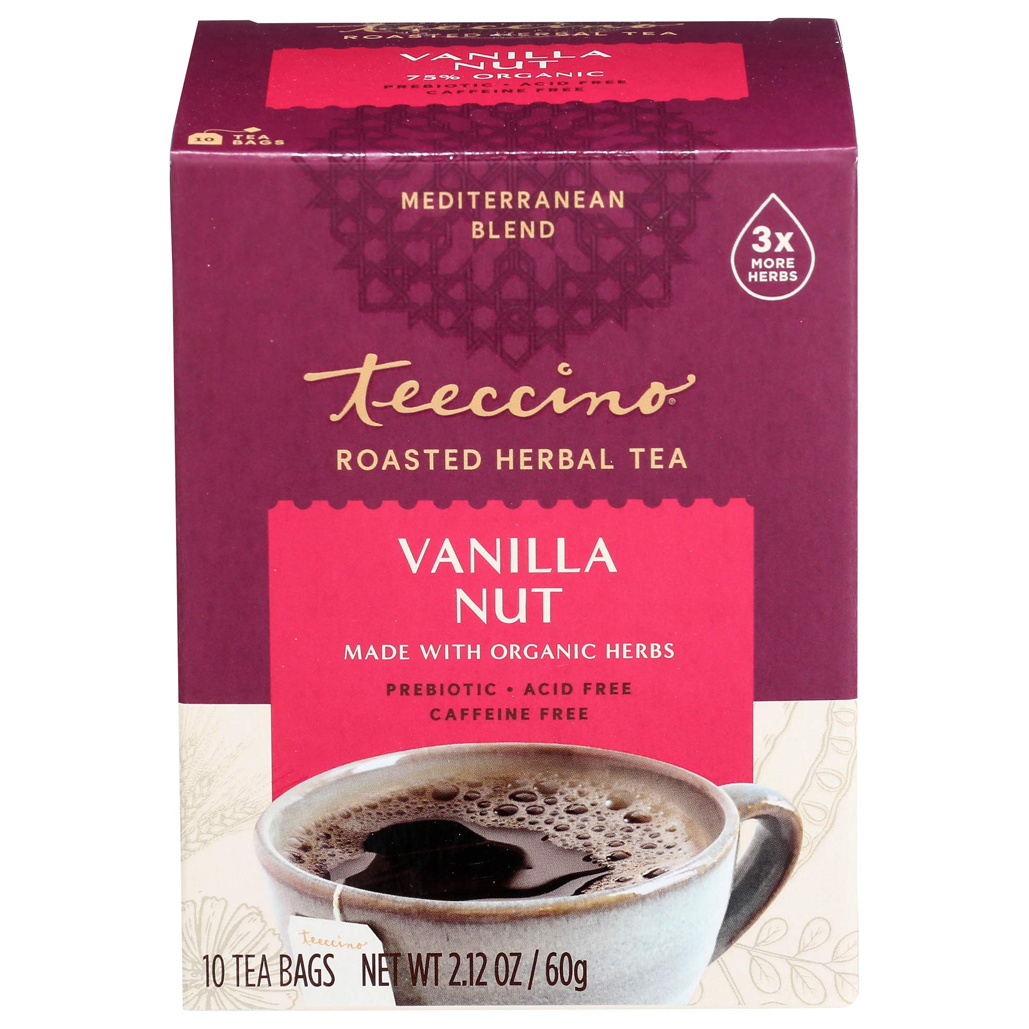 Teeccino Vanilla Nut prebiotic inulin note for gut-friendly sipping