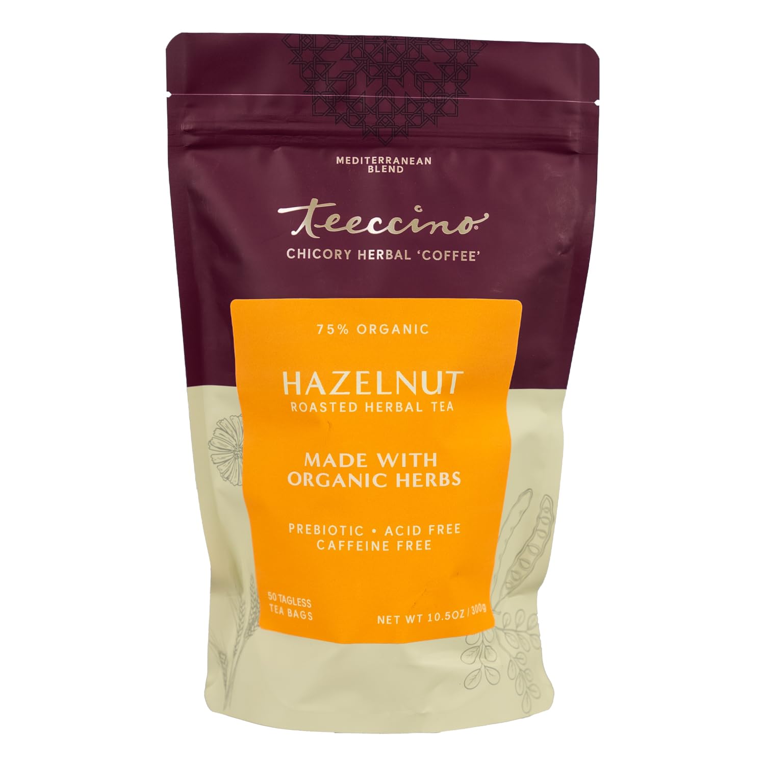 Chilled Teeccino Hazelnut Roasted Herbal Tea served over ice