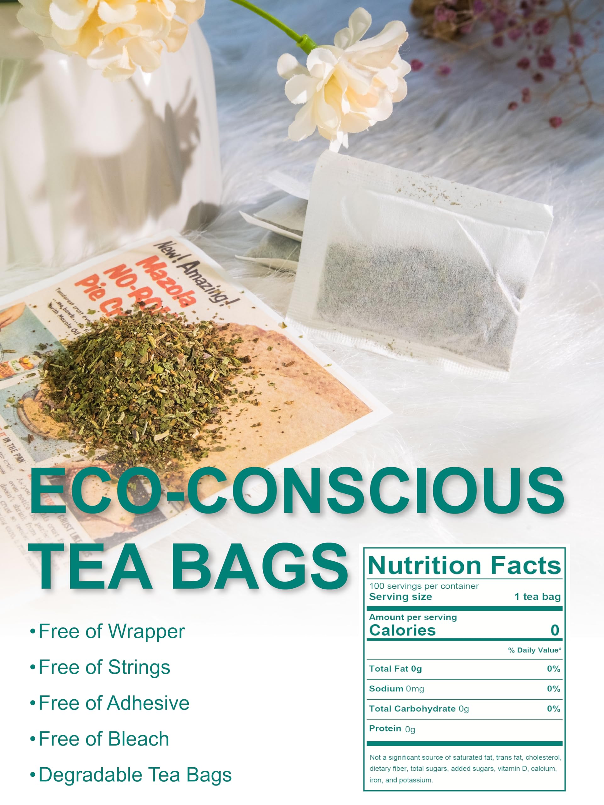 TeeLux biodegradable tea bags crafted from non-GMO plant fiber to reduce waste.