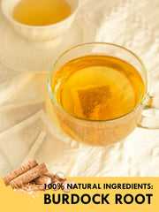 TeeLux burdock tea brew steeped in a mug for a comforting afternoon.