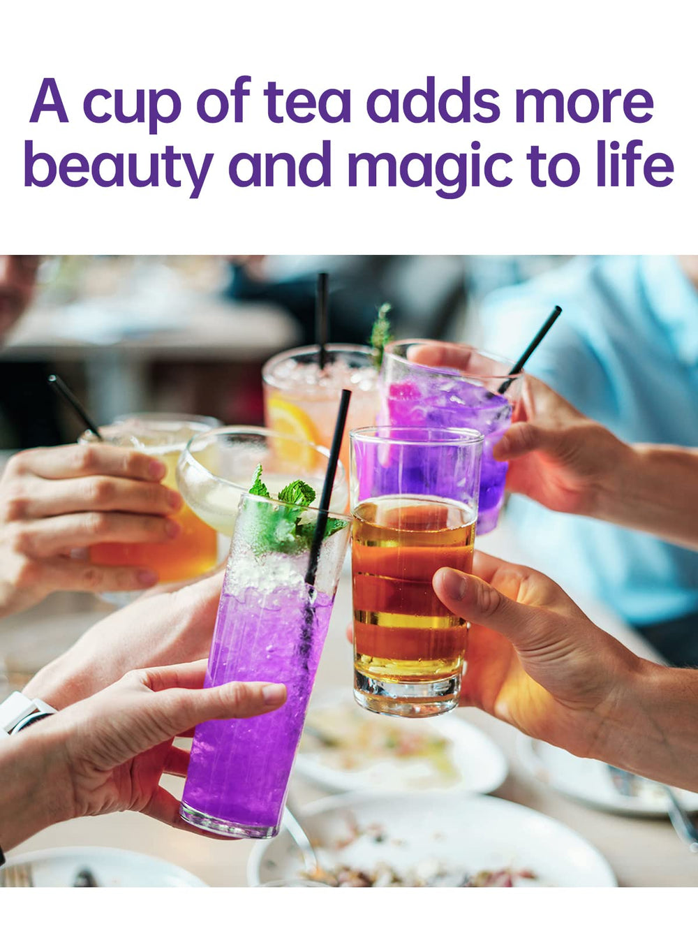 Teelux butterfly pea powder highlights nutrient-rich, caffeine-free coloring for recipes.