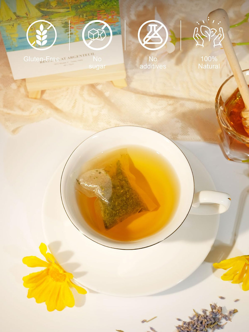 TeeLux chamomile lavender tea compostable bags for eco-friendly sipping.