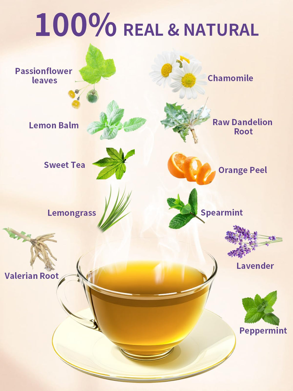 TeeLux Chamomile Passionflower dried herbs showcase a soothing herbal palette.