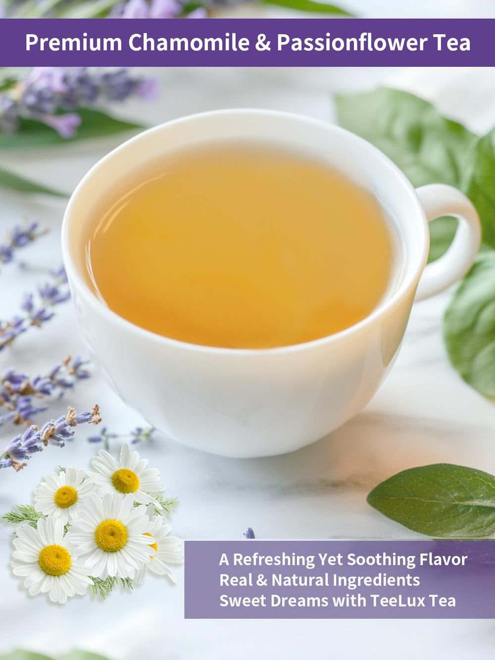 TeeLux Chamomile Passionflower tea cup invites a cozy, aromatic brew.