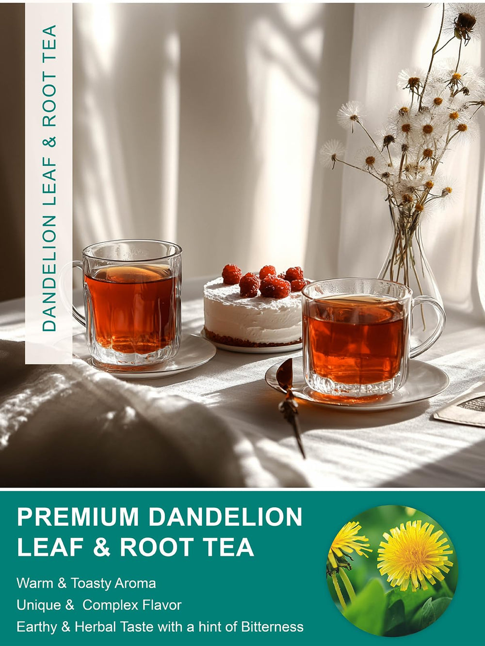 TeeLux dandelion root tea bags with roasted depth for a smooth cup.