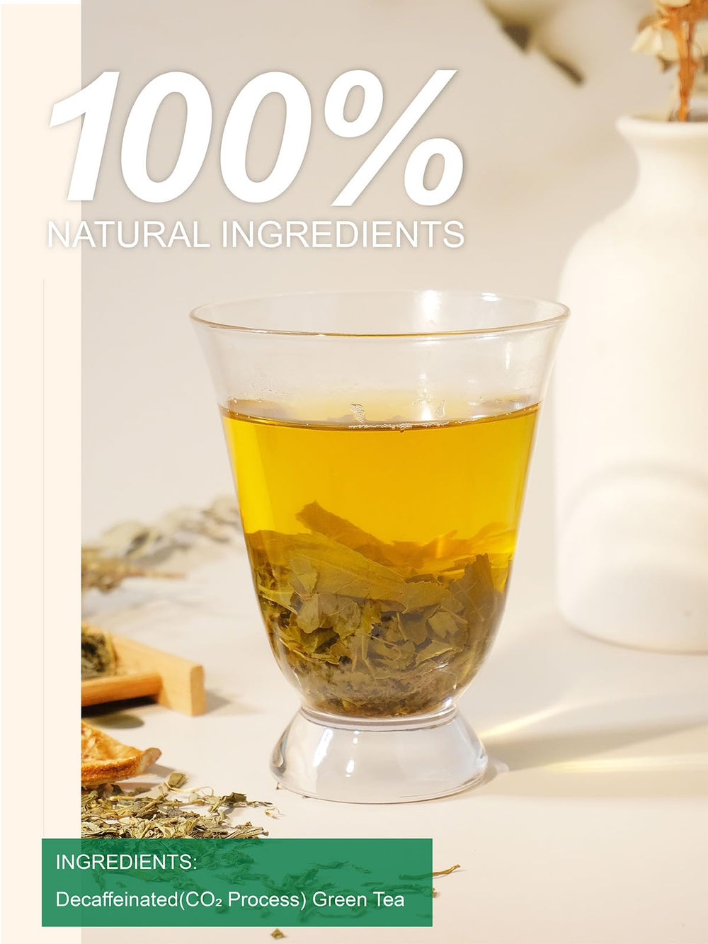 Iced TeeLux Decaf Green Tea offers refreshing, caffeine-light sip.