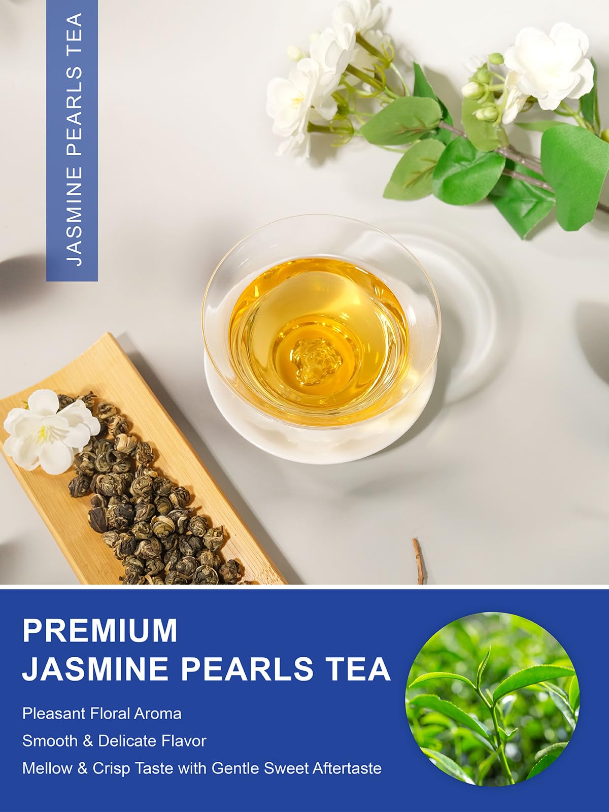 TeeLux handrolled green tea pearls enabling customizable home brewing.