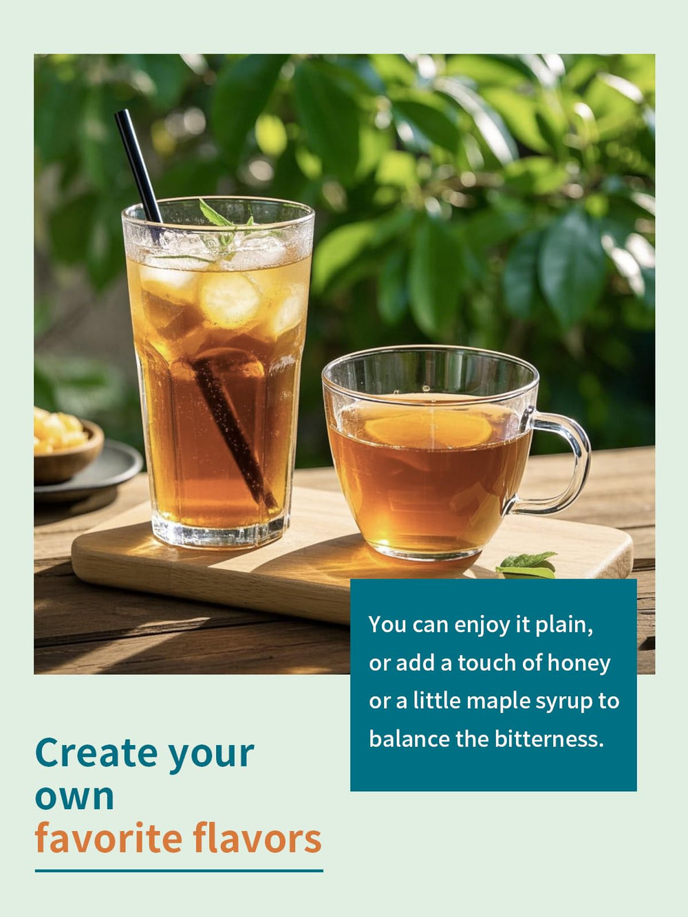 Non-GMO plant fiber tea bags are compostable and eco-friendly.