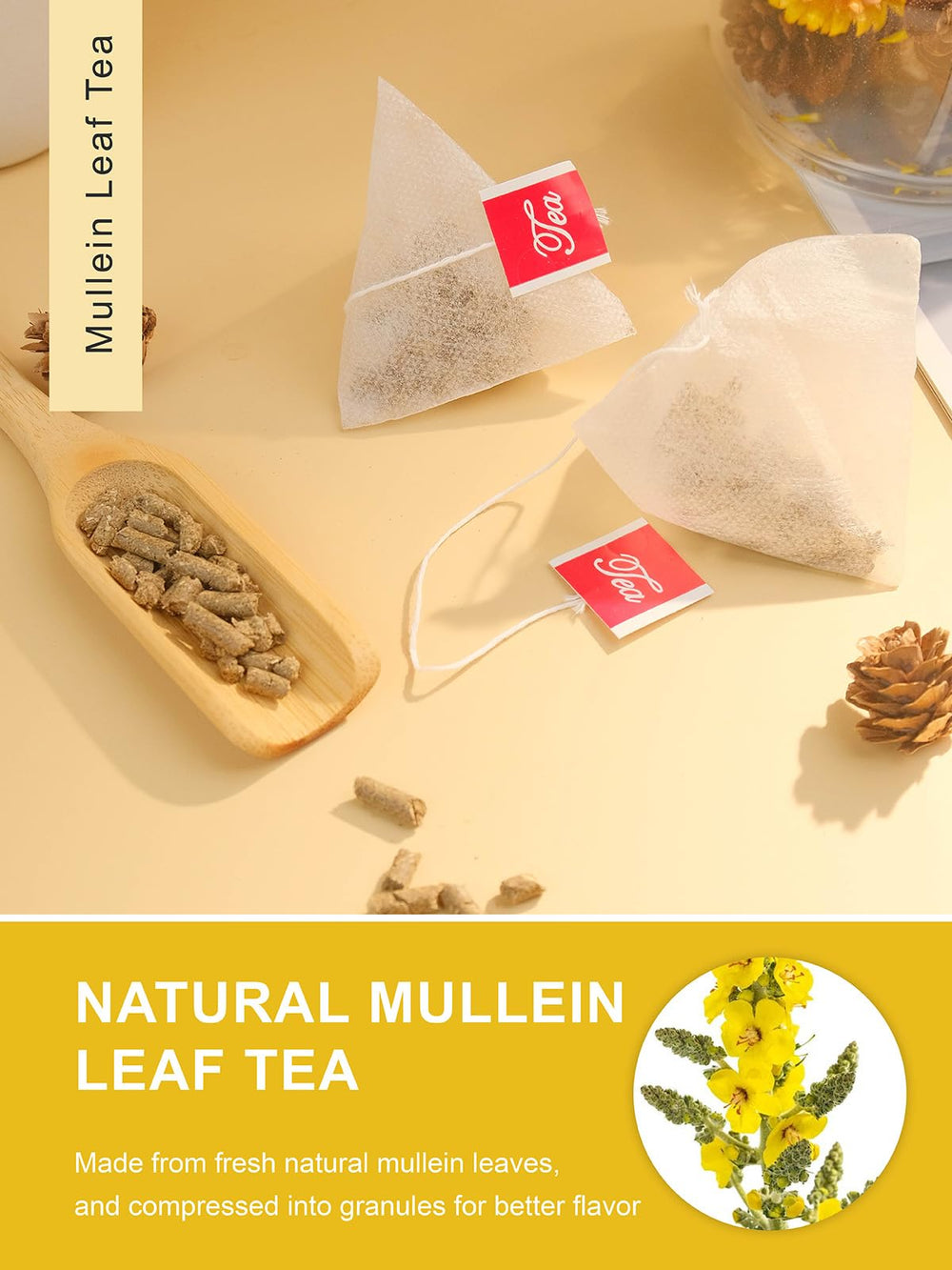 TeeLux Mullein Leaf Tea Bags brewed cup looks inviting and smooth