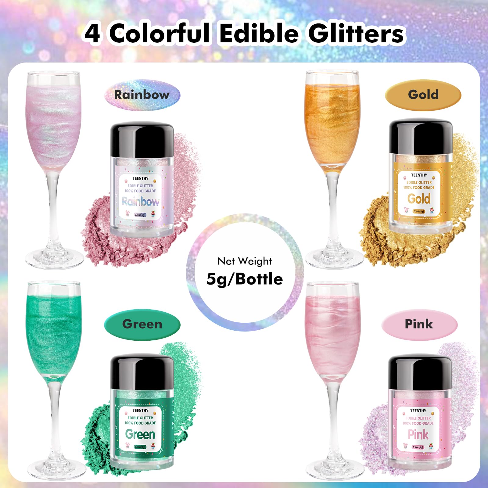 TEENTHY edible glitter bottle with leak-proof cap for storage.