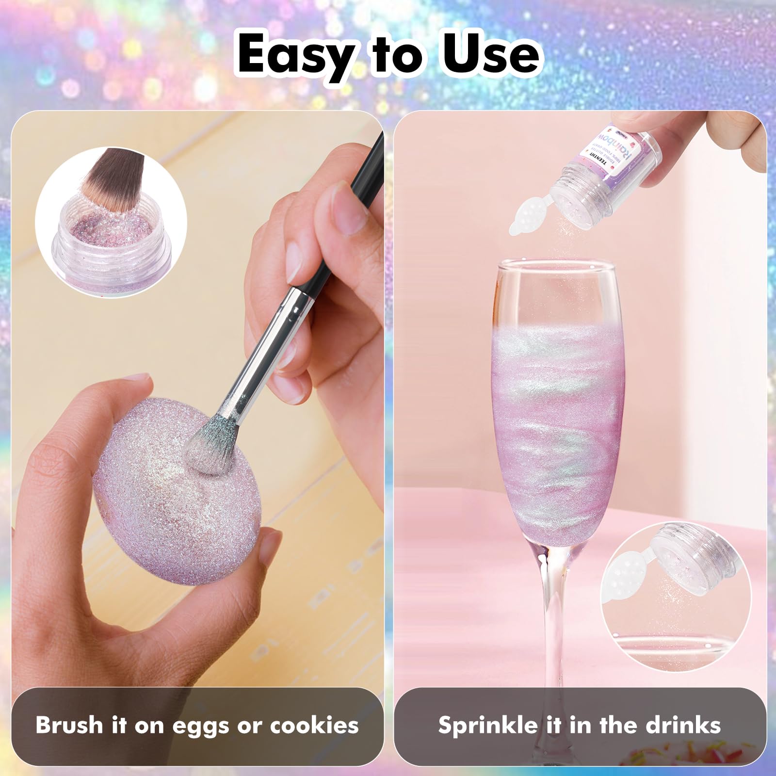 TEENTHY cake-decor glitter dust for elegant desserts.