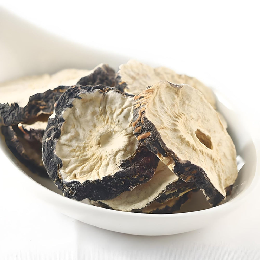 Teeyuki premium maca root slices on kitchen counter for daily use in drinks.