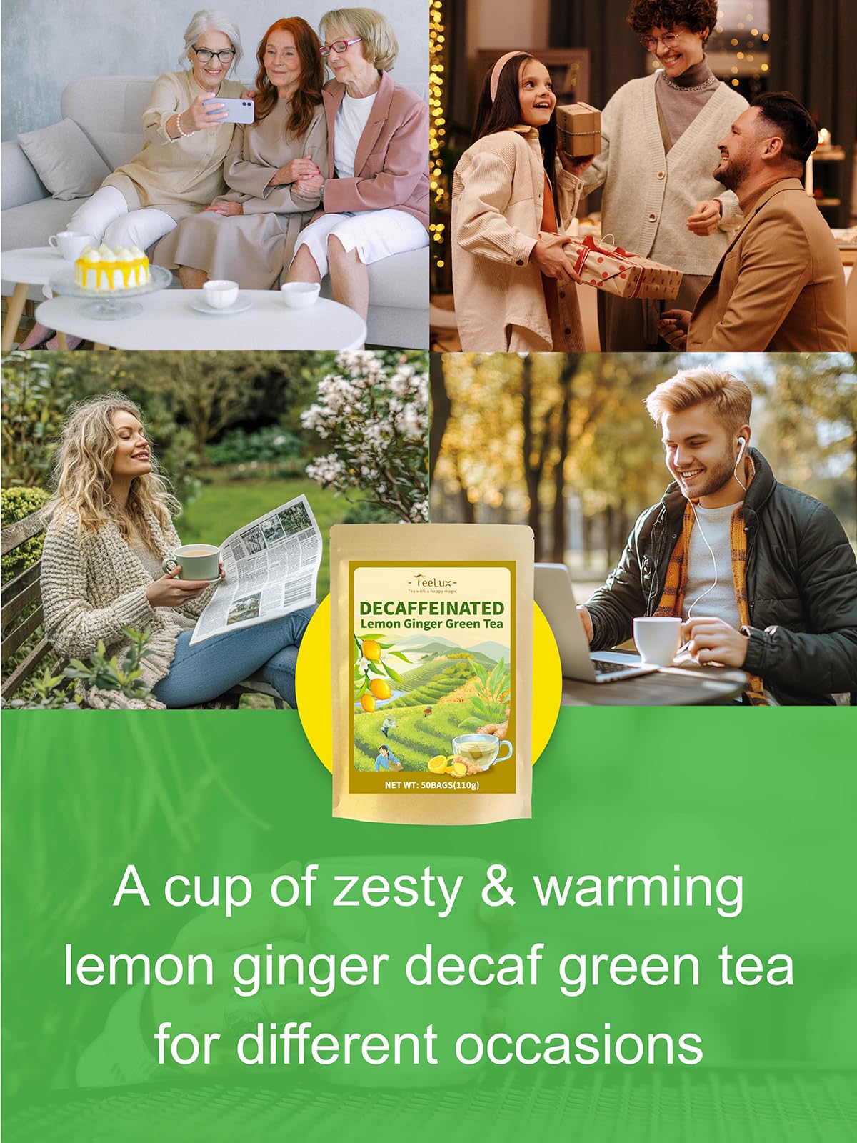 TeeLux Lemon Ginger cup setup invites cozy, caffeine-free tea moments