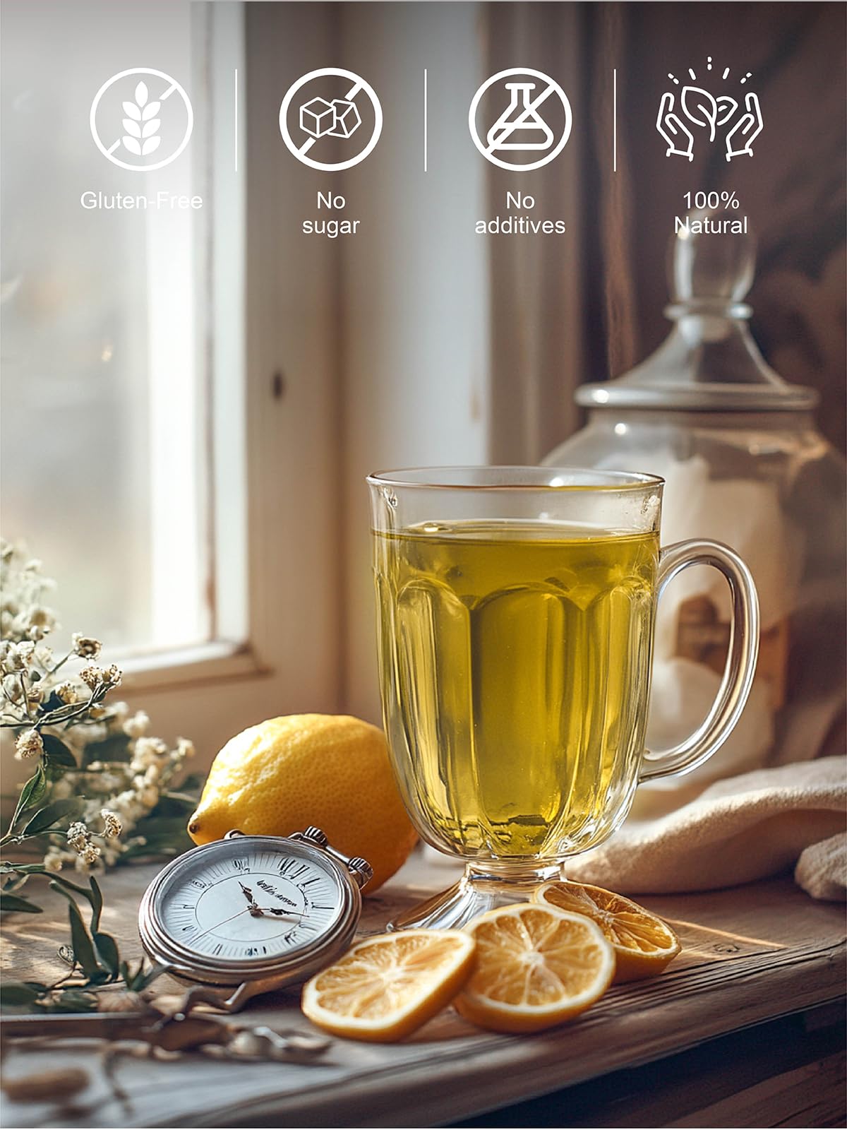TeeLux Lemon Ginger tea served as an iced beverage for refreshment