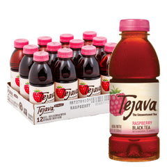 Tejava Raspberry Black Tea bottle shows pure flavor and unsweetened refreshment