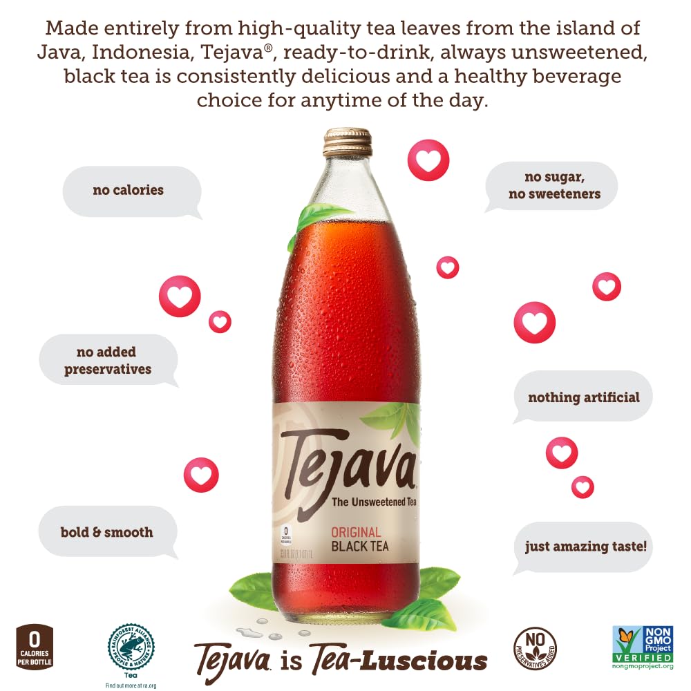 Tejava label front showing Rainforest Alliance certification.