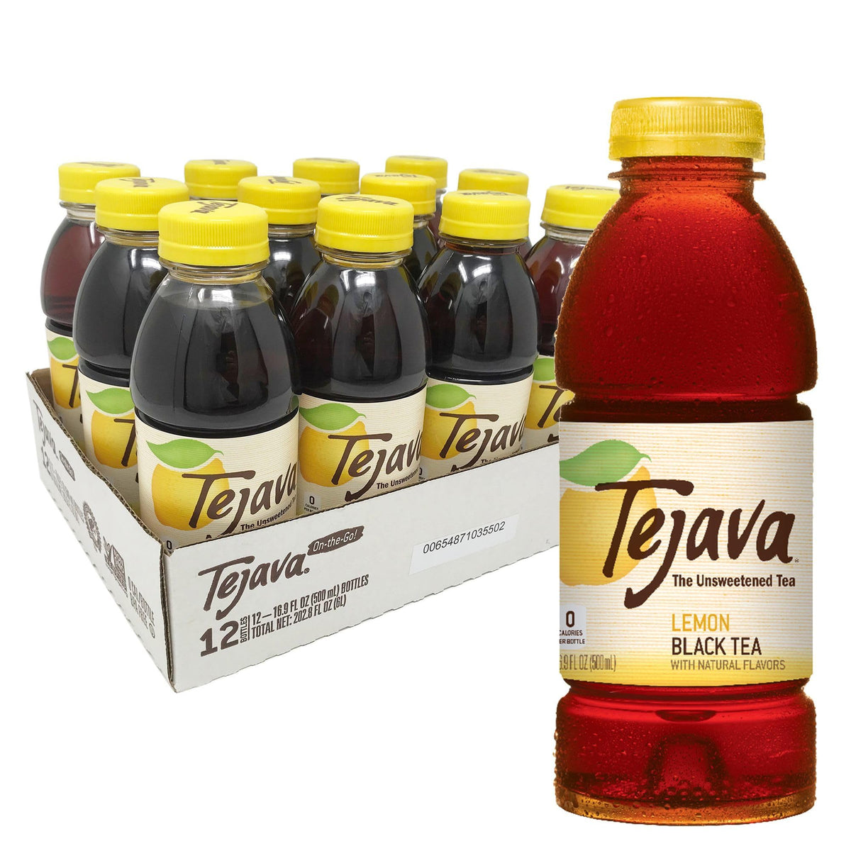 Tejava Lemon Black Tea 12-pack bottles, ready for refreshing on the go.