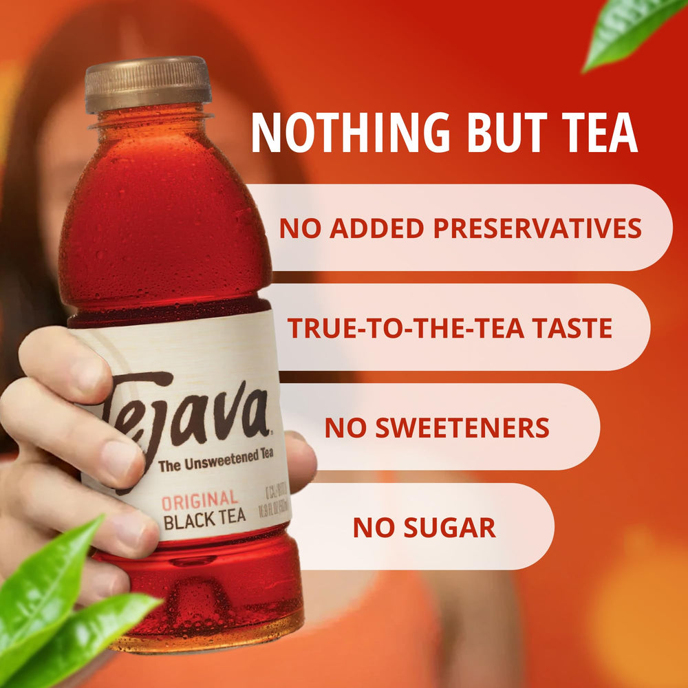 Tejava Original Black Tea 12-pack packaging for home, work, or gatherings.